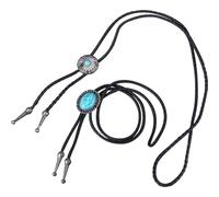 GORGECRAFT 2 Styles Vantage Bolo Tie Cowboy Leather Turquoise Stone Necktie Western Native American Retro Rope Cord Pendant Necklace for Costume Accessories Men Women