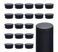 GORGECRAFT 20 Pieces 40mm Diameter Round Plastic Plugs Black End Caps Plug Tubing End Cap Chair Leg Inserts for Metal Legs Fences Glide Protection from Chair Legs and Furniture