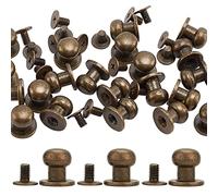 GORGECRAFT 20 Set 8x10x10mm Round Head Button Stud Brass Chicago Ball Screw Back Rivets Leather Nipple Post Fastener for Home DIY Repairs Craft Luggage Jackets Handbag Decoration, Antique Bronze