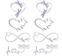 GORGECRAFT 20 Sheets Dragonfly Car Sticker Self Adhesive Heartbeat Car Decal Waterproof Reflective Vinyl Window Decal Vinyl Automotive Exterior Decoration Decals for Motorcycle Walls Laptop, Colorful