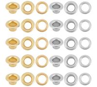 GORGECRAFT 200 Sets 2 Colors ID Grommets Kit Metal Eyelets 5mm Hole Self Backing Eyelet Mini Crop A Dile Quicklet Grommets with Washers for Repairing Bead Cores Clothes Leather Canvas DIY Crafts