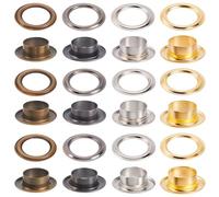 GORGECRAFT 200 Sets 4 Colors ID Grommets Eyelets 10mm Hole Self Backing Eyelet Mini Crop A Dile Metal Quicklet Grommets Kit with Washers for Repairing Bead Cores Clothes Leather Canvas DIY Crafts