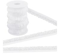 GORGECRAFT 20M 2-Layer Elastic Ruffle Lace Trim 1.5cm Pleated Chiffon Stretch Ribbon Gathered Lace Edge Trimming for Hair Tie Headband Wedding Gift Wrapping Sewing Crafts Home Decor White