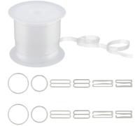 GORGECRAFT 20M Clear Elastic Straps 3mm Wide TPU Transparent Lightweight Adjustment Bra Shoulder Strap Roll with 36Pcs Metal Alloy Clip Hooks for Dress Clothes Sewing DIY Crafts Women