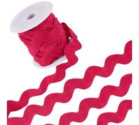 GORGECRAFT 20mm Jumbo Rick Rack Trim 10 Yards RIC Rac Ribbon Christmas Zig Zag Deep Pink Wave Bending Fringe Trim Rickrack Woven Braided Fabric S Shaped Lace with Spool for Sewing Crafts