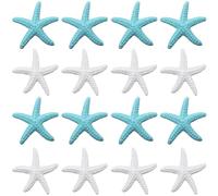 GORGECRAFT 20PCS 2 Colors Resin Starfish Ornaments Colorful Ocean Sea Beach Theme Mini Artificial Pencil Finger Starfish Decor for Christmas Tree Hanging Wedding Party Home Crafts Blue White