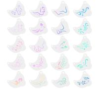GORGECRAFT 20Pcs 20 Styles Reusable Facepaint Stencils White Plastic Halloween Heart Flower Star Butterfly Body Facial Tattoo Face Paint Templates Kit with Ring for Makeup Party Art Painting Crafts