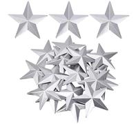 GORGECRAFT 20PCS 89mm Galvanized Metal Stars Vintage Rustic Silver Primitive Stars Three Dimensional Christmas Tree Patriotic Ornament for Crafts Hanging Wall Holiday Wreath Decor Handmade