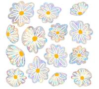 GORGECRAFT 20Pcs Flower Suncatcher Stickers Prism Window Cling Reusable Decorative Non Adhesive Glass Vinyl Film Stained Decals for Sliding Doors Prevent Birds Strikes Sun Catcher Home Decor