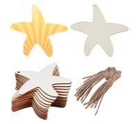 GORGECRAFT 20PCS Starfish Wooden Christmas Tags Sea Animals Wood Cut Out Pendants Unfinished Wood Hanging Slices Ornaments Sets with Hole Ropes for Crafts Wedding Christmas Birthday Themed Party Arts