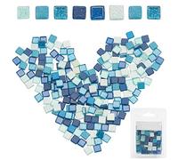 GORGECRAFT 220 Pieces Mosaic Tiles Glass Glitter Mosaic Mixed Color Mosaic Square Shape Stained Glass Stone for DIY Art Craft Projects Handmade Decoration