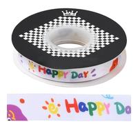 GORGECRAFT 22m Back to School Grosgrain Ribbon Happy Day Pattern School Themed Edge Fabric Decorative Wrapping Rocks Ribbons for Teacher Appreciation Gift Sewing Crafting Wreath