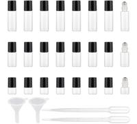 GORGECRAFT 24Pcs 1ml 3ml 5ml Essential Oil Roller Bottles Empty Clear Glass Roll on Bottles with Stainless Steel Roller Balls Included 2Pcs Droppers and Funnel for Travel Perfume Cosmetic Sample