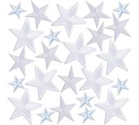 GORGECRAFT 24Pcs 3 Styles Star Iron on Patches White Five-Pointed Embroidered Fabric Repair Patch Badge Stars Sew on Applique for Sewing Clothing Jacket Jeans Sweater Hats Shoes Bags Decorations