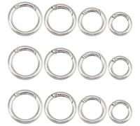 GORGECRAFT 24Pcs 4 Sizes Metal Spring O Ring Silver Alloy Round Hooks Zinc Carabiner Clip Keyring Snap Trigger Small Clamp Clasp Buckle Ring for Jewelry Making DIY Crafts Keychains Bag Purse Handbag