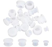 GORGECRAFT 24PCS 4 Sizes Silicone Stoppers for Salt and Pepper Shakers 7/10/13/16mm Salt Plug Stopper Replacement Bottle Caps Reusable Round End Cap Corks for Bottles Pipes Pots, White