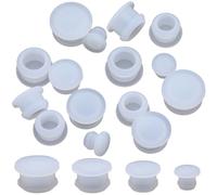 GORGECRAFT 24PCS 4 Sizes Silicone Stoppers for Salt and Pepper Shakers 7/11/13/15mm Salt Plug Stopper Replacement Bottle Caps Reusable White Round End Cap Corks for Bottles Pipes Pots