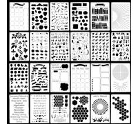 GORGECRAFT 24Pcs Journal Stencils 21x14cm Plastic Planner Stencils DIY Drawing Painting Templates Reusable Diary Stencils Journaling Supplies for Habit Tracker Scrapbook Notebook Calendars Art Decor
