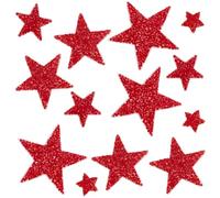 GORGECRAFT 24Pcs Star Iron On Patches Resin Rhinestone Red Glitter Applique Stars Shaped Hot Glue Embroidered Repair Patch Embellishments for Clothing Jeans Bags Hats Jackets Decoration Sewing Crafts