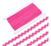 GORGECRAFT 25 Yards Elastic Ric Rac 3/8 Inch Rick Rack Trim Zig Zag Deep Pink Lace Wave Ribbon Wave Bending Fringe Lace Trim S Shaped Woven Fabric for Sewing DIY Crafts Wedding Dress Clothes
