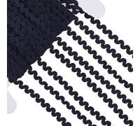 GORGECRAFT 25 Yards Elastic Rick Rack Trim 7mm Stretch Ric Rac Ribbon Christmas Black Zig Zag Stretchy Wave Bending Lace Trim S Shaped Lace Ribbon Polyester Woven Braided Fabric for Sewing Crafts