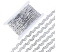 GORGECRAFT 25m Rick Rack Trim 5mm Silver Wave Bending Fringe Trim Metallic RIC Rac Ribbon Rickrack Zig Zag Woven Fabric Edge Trimming for Sewing Flower Making Wedding Christmas Party