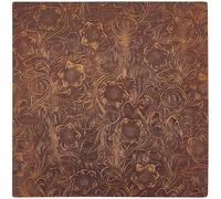 GORGECRAFT 25x25cm Floral Embossed Crazy Horse Pre Cut Leather Pieces 1.6mm Thick Bump Texture Genuine Leather Sheets Square Plain Printed Cowhide Leather Scrap Fabric for Crafts, Saddle Brown