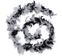 GORGECRAFT 2M Turkey Feather Boa 14cm Charleston Feather Boa Party Chandelle Turkey Feathers Black and White Fluffy Boas Fringe Trim for Preppy Party Ideas Wedding Dancing Dress Halloween Holiday