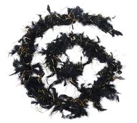 GORGECRAFT 2M Turkey Feather Boa 14cm Charleston Feather Boa Party Chandelle Turkey Feathers Black Fluffy Boas Fringe Trim for Ideas Wedding Diy Crafts Dancing Dress Halloween Costume Holiday Decors