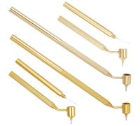 GORGECRAFT 2Pcs 0.3/0.7mm Detailing Fine Line Painting Pen Slanting Fluid Writer Applicator Golden Aluminum Precision Touch up Paint Applicator Pen for Drawing Lines Rock Chips Scratch Repair