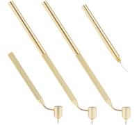 GORGECRAFT 2PCS 0.5MM Detailing Fine Line Painting Pen Slanting Fluid Writer Applicator Gold Aluminum Precision Touch up Paint Applicator Pen for Drawing Lines Rock Chips Scratch Repair