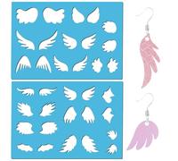 GORGECRAFT 2Pcs 13 x 9cm Angel Wing Templates Acrylic Wings Shape Jewelry Stencil Reusable Leather Cutout Earring Templates for Cabochons Bracelets Earrings Making Supplies Painting Crafts