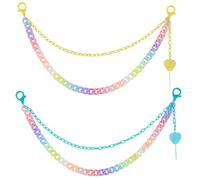 GORGECRAFT 2Pcs 2 Colors Colorful Acrylic Jean Chain Double Layer Rainbow Pants Keychain with Lobster Clasps Heart LolliPendant Yellow Light Blue Waist Trousers Pocket Chain Accessories Daily Wear