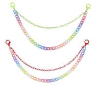 GORGECRAFT 2Pcs 2 Colors Colorful Jean Chain Double Layer Rainbow Pants Keychain Light Green Red Waist Chain Accessories for Punk Hip Hop Trousers Jeans Pocket Belt Wallet Decorations Jewelry Gifts