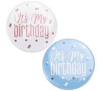 GORGECRAFT 2Pcs 2 Colors Its My Birthday Pin 5.8cm Blue White Tinplate Round Happy Birthday Party Decorations Badge Lapel Button Pins Brooches for Clothes Backpack Women Men Accessories
