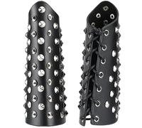 GORGECRAFT 2PCS Arm Armor Cuff Leather Gauntlet Wristband with Rivet PU Arm Guards Black Leather Archery Bracers for Halloween Outdoor Gothic Role-Playing Adult Knight Warrior Costumes