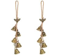GORGECRAFT 2Pcs Brass Witch Bells Wind Chimes Antique Bronze Metal Vintage Lucky Moth Sun Charm Decorative Handmade Hanging Bells Windchime with Hemp