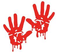 GORGECRAFT 2Pcs Car Bumper Reflective Sticker Dripping Red Hand Palm Waterproof Adhesive Grid Vinyl Car Decals Night Safety Sign for Auto Window Laptop Vehicle Windscreens Halloween Decor 10x7.7cm
