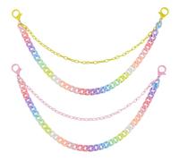 GORGECRAFT 2Pcs Colorful Pants Chain Double Layer Punk Jean Keychain with Lobster Clasp Light Pink Yellow Waist Pocket Chain Accessories for Hip Hop Trousers Jeans Shorts Decorations Concerts Outfit