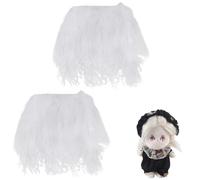 GORGECRAFT 2Pcs Doll Hair Wefts Curly Doll Wig White Rag Dolls Wig 100mm*180mm*2.5mm Hand Dyed Wool Fiber for Figurine Wigs Crafting And Art Supplies Diy Craft Materials