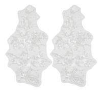 GORGECRAFT 2Pcs Flower Gauze Embroidery Sequin Lace Applique Pearl Beaded Trim Patches Cloth White Sew on Floral Fabric Collar Patch for Wedding Gown Dress Bridal Clothing DIY Crafts
