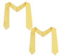 GORGECRAFT 2Pcs GradClassical Plain Graduation Stole Class Classic End With Trim Unisex Adult 1.72m Long Honor Satin Angled Sash for Academic Commencements Preschool Students Grad Party Choral Gold