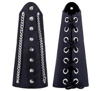 GORGECRAFT 2PCS Leather Gauntlet Wristband Medieval Armor Bracers Black Vintage Chain Rivet PU Leather Arm Guards Adjustable Armband Armor Cuff for Halloween Adult Knight Warrior Cosplay Costumes