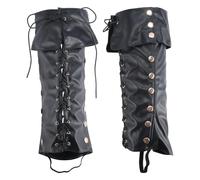 GORGECRAFT 2Pcs Medieval Boot Covers Black PU Leather Leg Guards Faux Leather Pirate Boots Wraps Vintage Renaissance Knight Leg Gaiters Costume Accessories for Halloween Carnival Warrior Cosplay