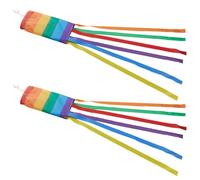 GORGECRAFT 2Pcs Rainbow Column Windsock 1.1M Colorful Cloth Waterproof Red Orange Yellow Green Blue Purple Stripes Outdoor Hanging Flags Windsocks for Home Garden Balcony Event Banner Decorations