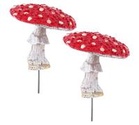 GORGECRAFT 2Pcs Red Mushroom Garden Ornaments Glow in the Dark Mushrooms Realistic Resin Mini Mushroom Statue Figurines Fairy Garden Accessories for Outdoor Lawn Plant Pot Patio Micro Landscape Decor