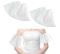 GORGECRAFT 2Pcs Removable Puff Sleeves White Polyester Wedding False Short Arm Sleeves Wrist Cuffs Bridal Dress Costume Accessory for Driving Wedding Bridal Prom Evening Party Women Ladies 28 x 29cm