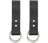 GORGECRAFT 2Pcs Renaissance Belt Loop Black PU Leather Medieval Viking Skirt Hike Holder Hook Strap Waistband Accessories with Antique Bronze Alloy Double Rings for Halloween Party Cosplay Costumes