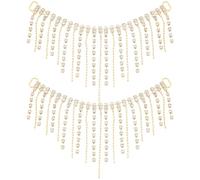 GORGECRAFT 2Pcs Rhinestone Chain Long Tassel Gold Fringe Trim Belt Crystal Fringe Irregular Trim Ribbon Strips Beaded for Wedding Party Jeans Clothing Shoes Accessories DIY Decoration