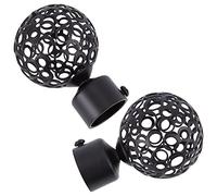 GORGECRAFT 2PCS Round Curtain Rod Finials 28mm Drapery Pole End Black Ball Cage Replacement Decorative End Head Caps for Home Office Curtain Roman Rod Decor Accessories (8.8x5.9cm)